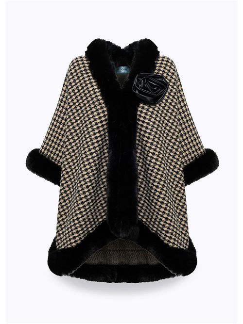 Cappa in pied-de-poule e faux fur BLUGIRL BLUMARINE | PF5013T0300/09E64